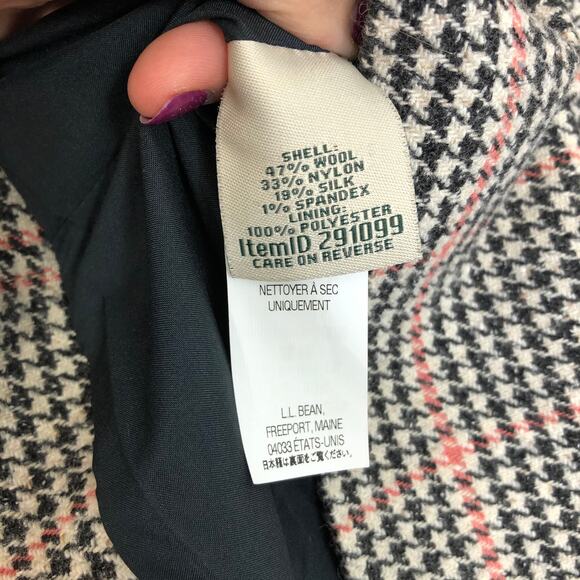 L.L. Bean Blazer Wool Silk Houndstooth Plaid Button Front Double Pockets XL - Picture 6 of 10